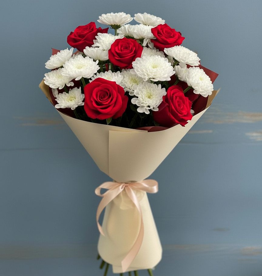 Букет цветов из: Розы и Хризантемы в Правокумском