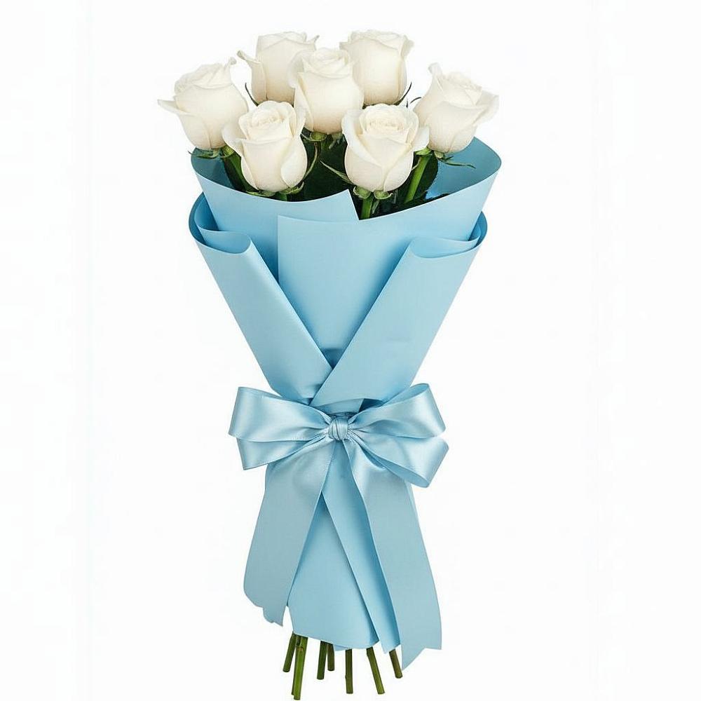 Букет 7 белых роз Проуд в Правокумском