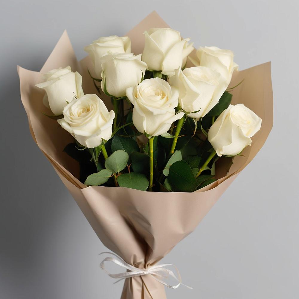 Букет 9 Белых роз Эдлесс Лав в Правокумском