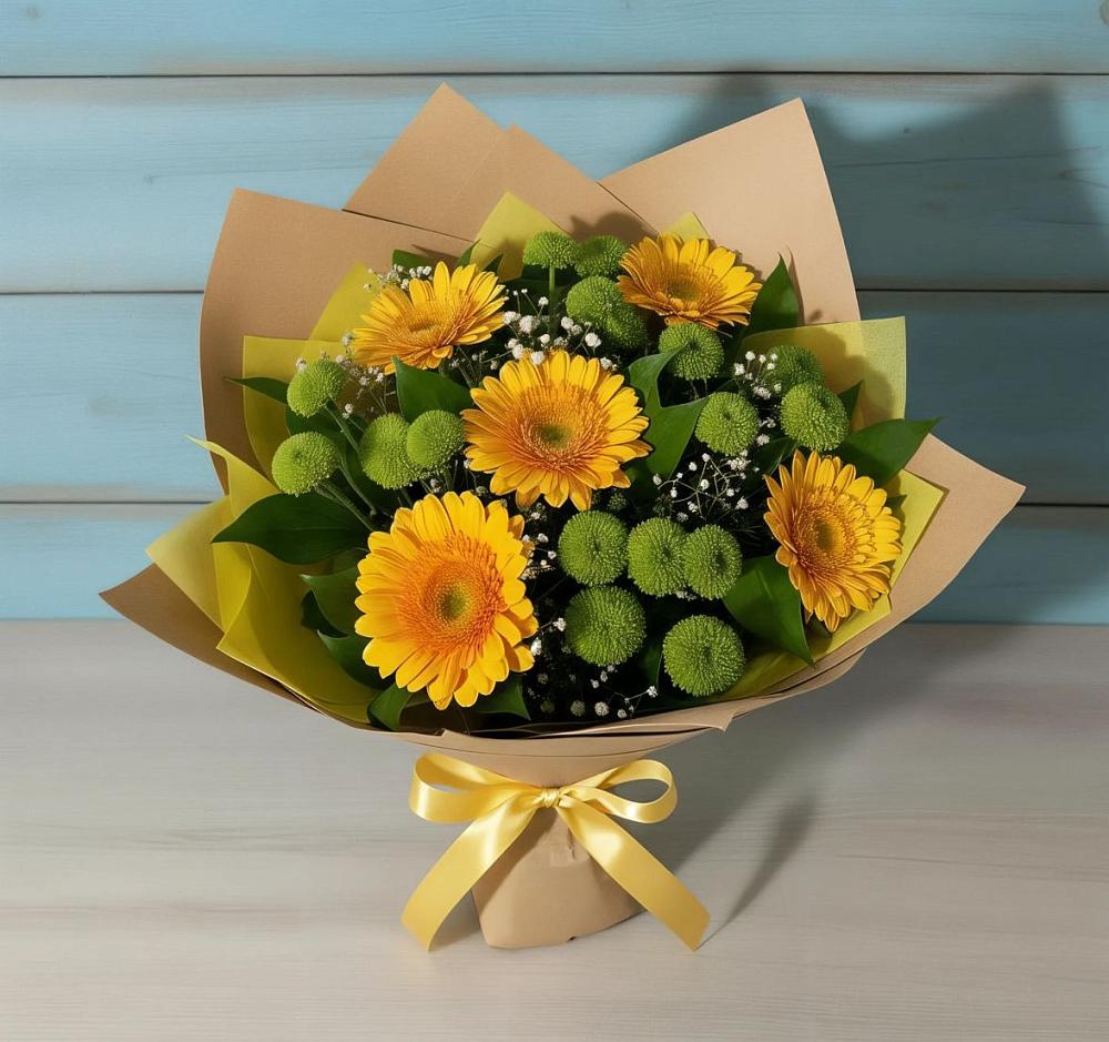 Букет цветов из: Герберы и Хризантемы в Правокумском