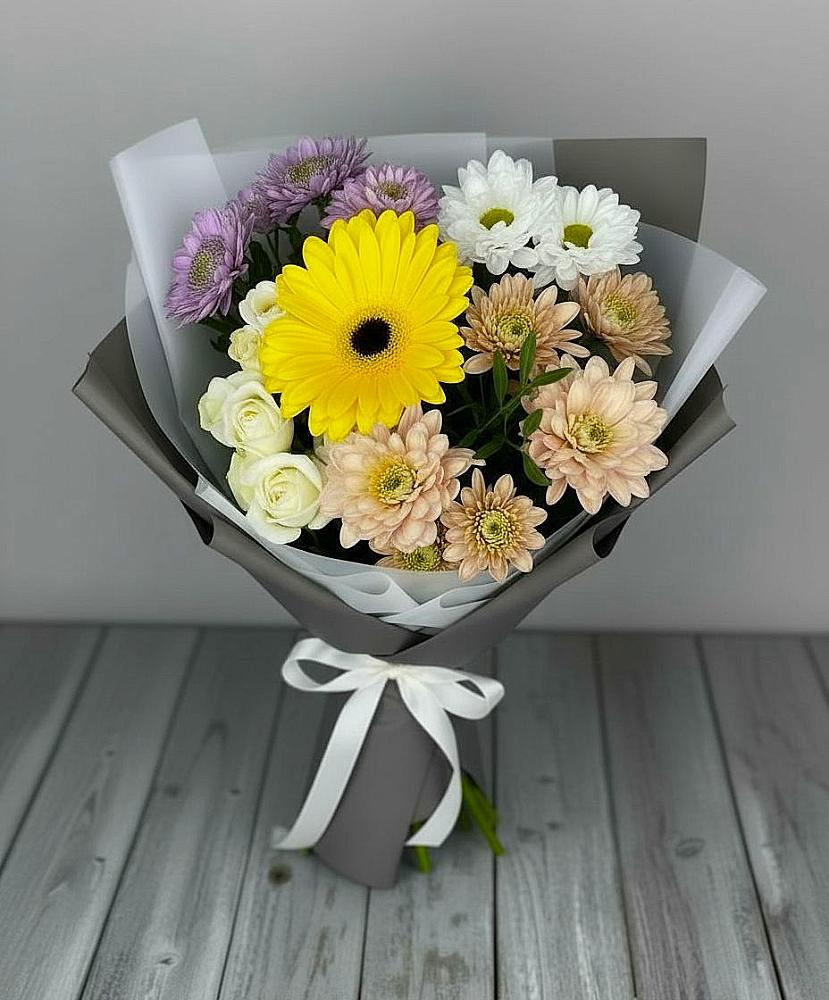 Букет цветов из: Розы, Герберы и Хризантемы в Правокумском