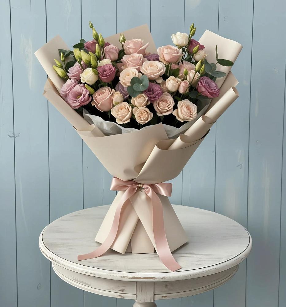 Букет цветов из: Розы и Лизиантусы в Правокумском