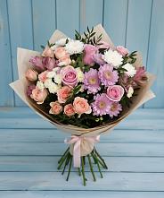 Букет цветов из:  Хризантемы, Розы и Альстромерии в Правокумском