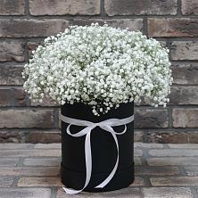 Цветочная композиция из Гипсофила в шляпной коробке в Правокумском